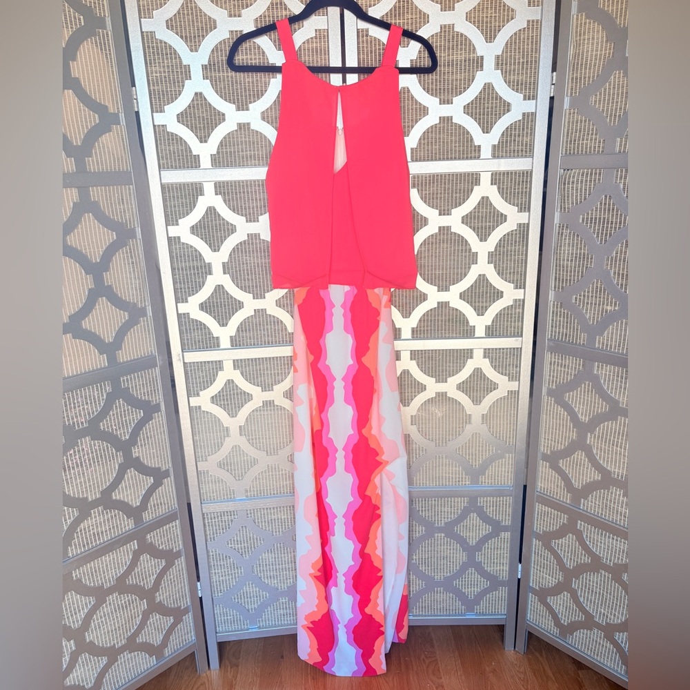 NWT CROSBY by Mollie Burch Pink and White Maxi Dress